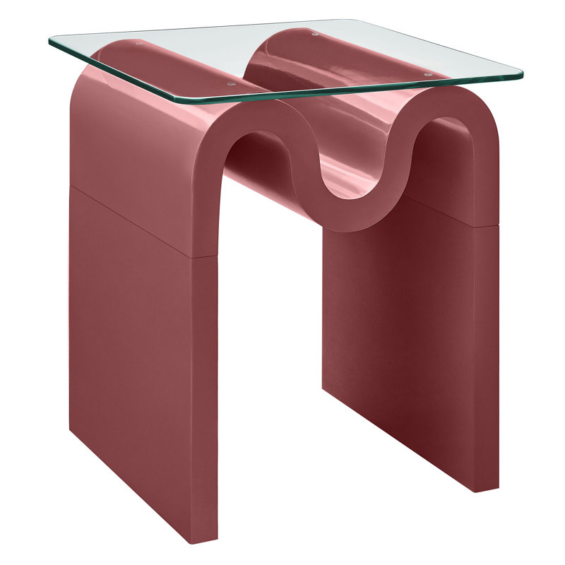 Ondine Glass Top Side Table In Spiced Apple, Spiced Apple