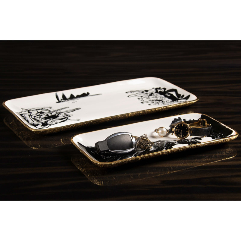 Bianco Nero Rectangle Tray Small