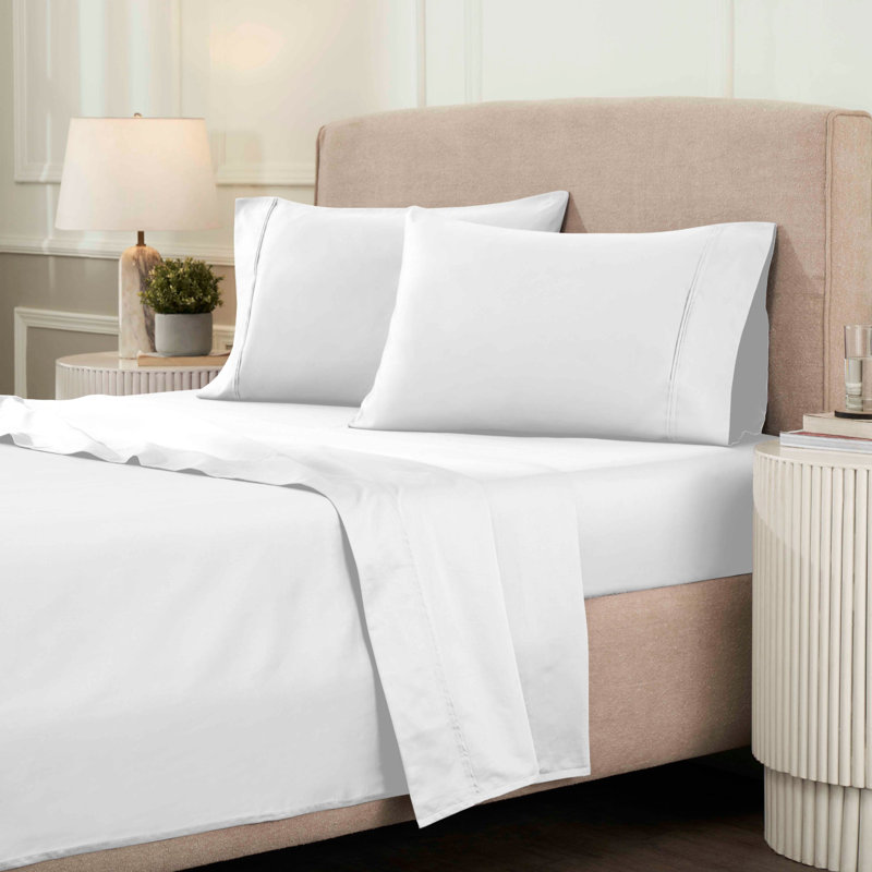 Blue Nile Mills 1200 Thread Count 100% Egyptian Cotton Deep Pocket Sheet Set, White, King