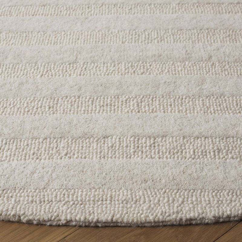Tapis ivoire en laine / coton touffeté à la main ébène, Rond 6 pi