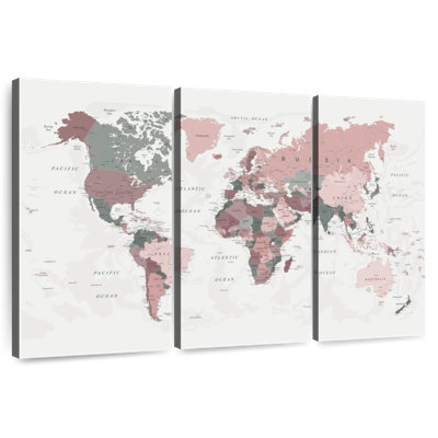 Aliaz World Map Pink Green