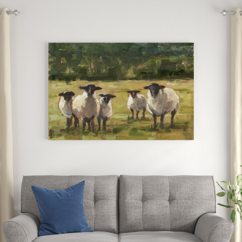 «Sheep Family I» par Ethan Harper, reproduction d'art sur toile, H 8 po x l 12 po, Toile tendue