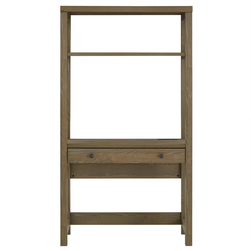 Albali Writing Desk with Power Outlet, Medium Oak