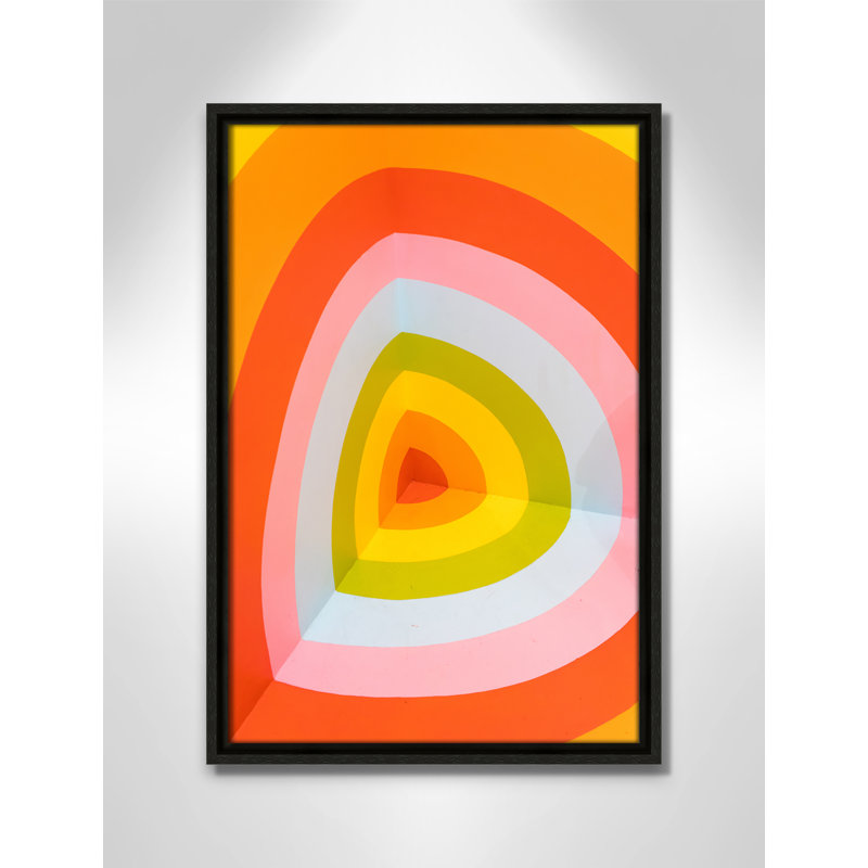 Imprimé Sherbet Bullseye par Jason Leung, Pas de tapis, Cadre flottant espresso, H 19,5 po x l 13,5 po x P 2 po
