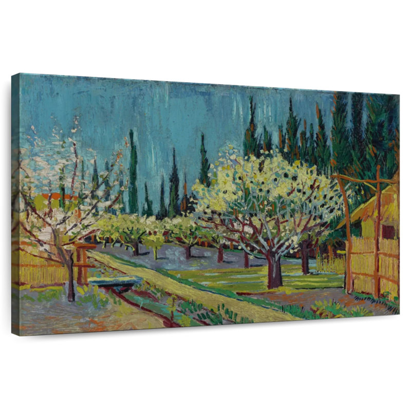 Harnek Orchard Borded By Cypresses, H 26 po x l 39 po