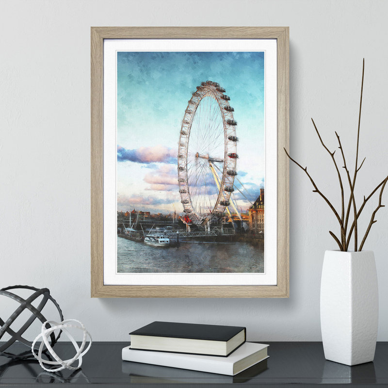 The London Eye - Picture Frame Painting Print, Oak Framed, 87cm H x 62cm W x 2cm D