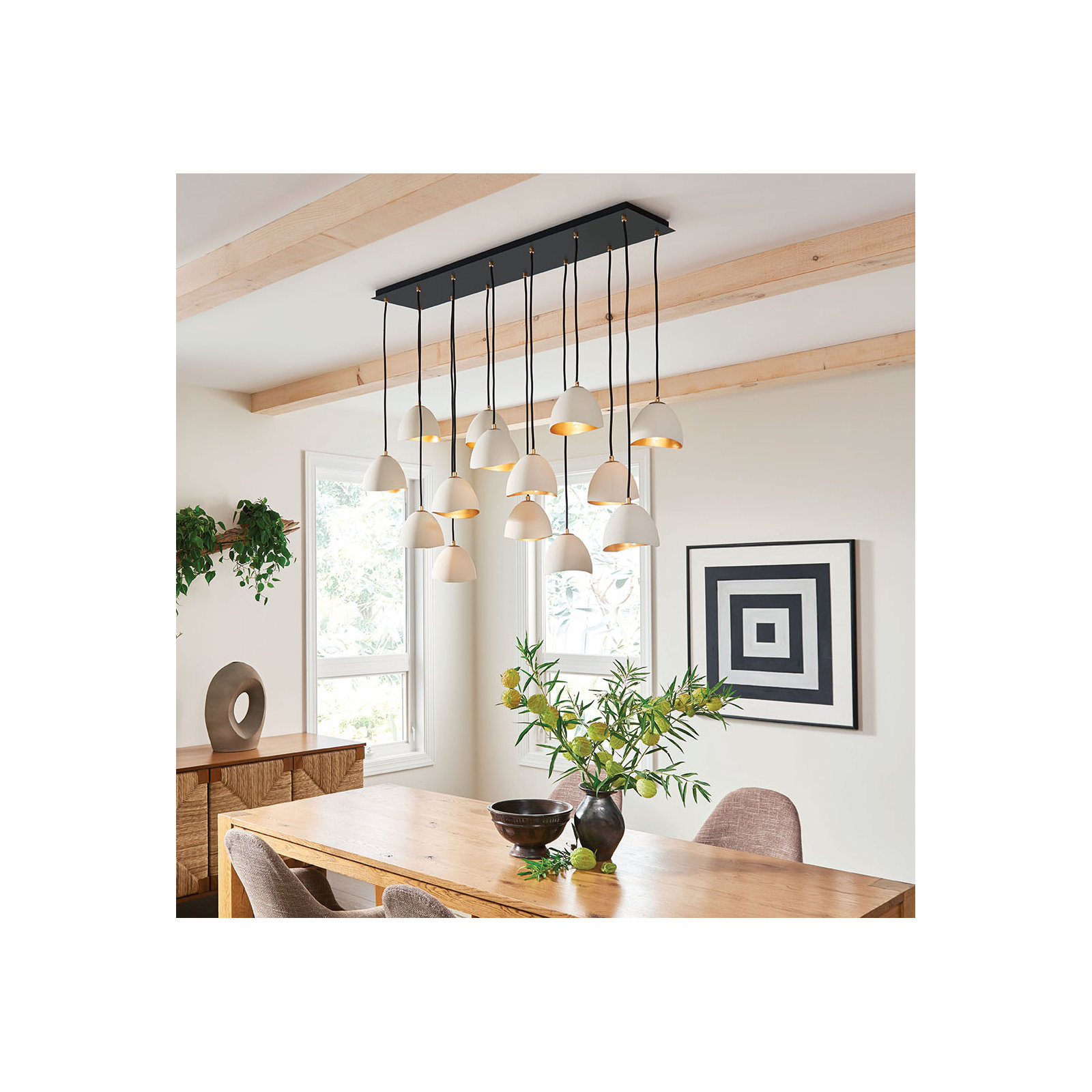 Cotter 14 - Light Dimmable Geometric Chandelier, Shell White