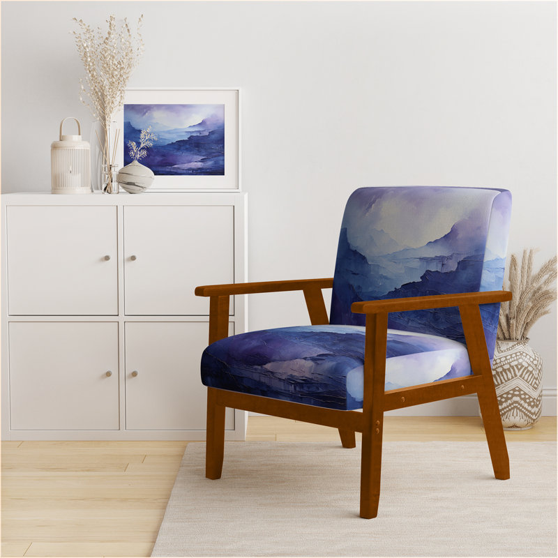 Indigo Dreams I - Fauteuil rembourré moderne, Accoudoirs carrés bruns