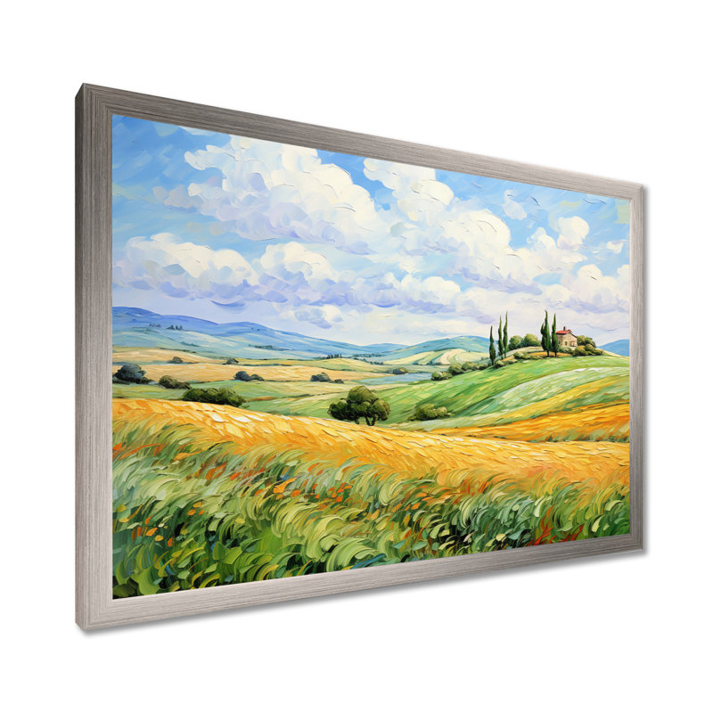 Van Gogh, reproduction d'art sur toile, "Rolling Hills I", H 34 po x l 44 po x P 1,5 po, Cadre argenté