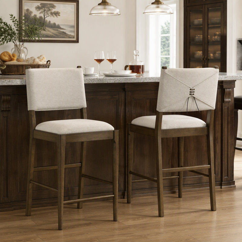 Chaise d'appoint de comptoir rembourrée brune (ensemble de 2)