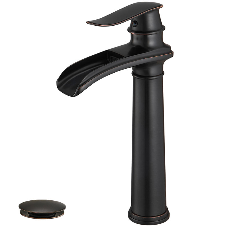 VanoFall Waterfall Vessel Oil-Rubbed Bronze Single Hole, Single Handle With Drain Assembly, Oil Rubbed Bronze