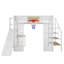 Lit mezzanine double en métal avec bureau intégré, garde-robe ouverte, panier de basketball, glissade et escalier