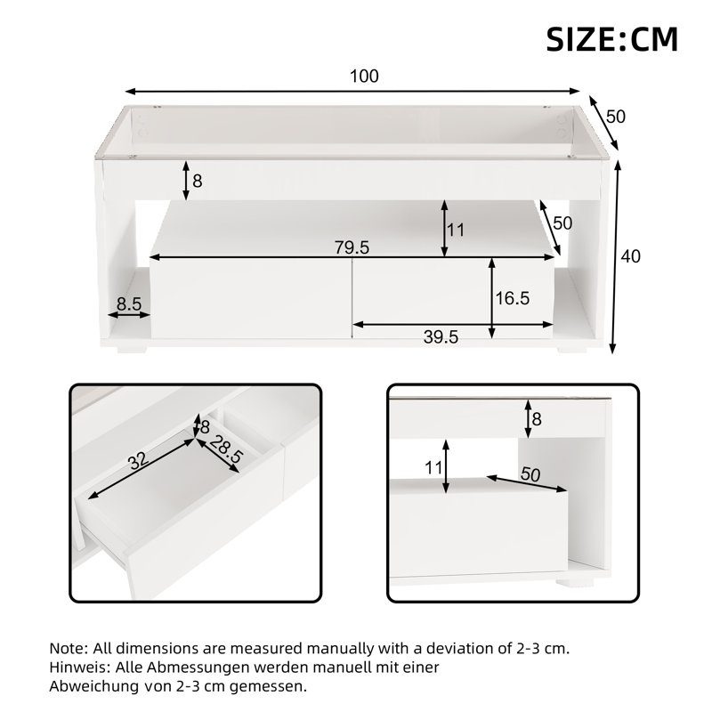 Solid Coffee Table with Storage
