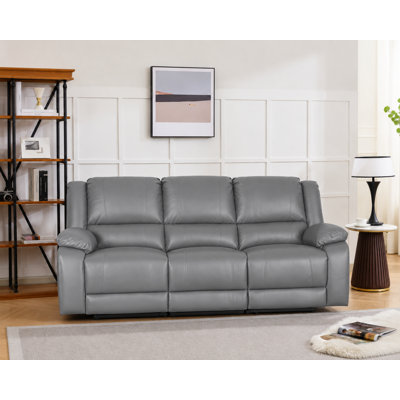 Talley 3-Seat Faux Leather Reclining Sofa with Drop Down Table and 2 Cup Holders