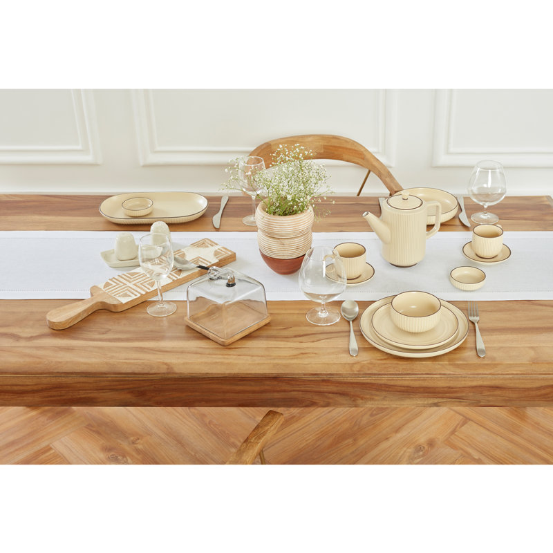 Medium Weight Hemstitch - 100% Pure Linen Table Runner, 108" x 14", White