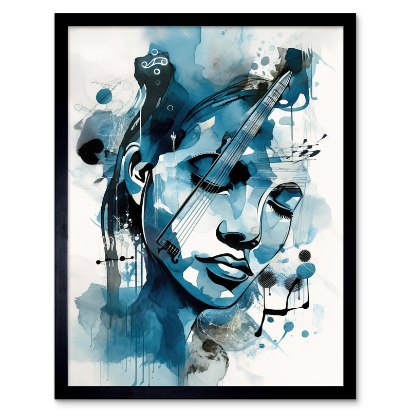 Ardine Melody Muse a Musicians Vision in Midnight Blue 1 Piece Single Picture Frame Wall Art