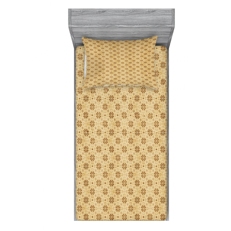 Microfiber Geometric Sheet Set, Twin Sheet Set with Fitted Sheet