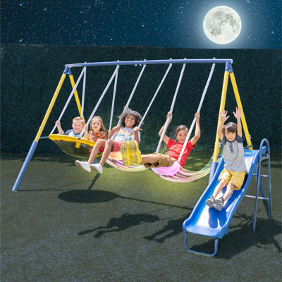Sportspower Starlight Metal Swing Set with LED Light Up Swings and Anchor Kit