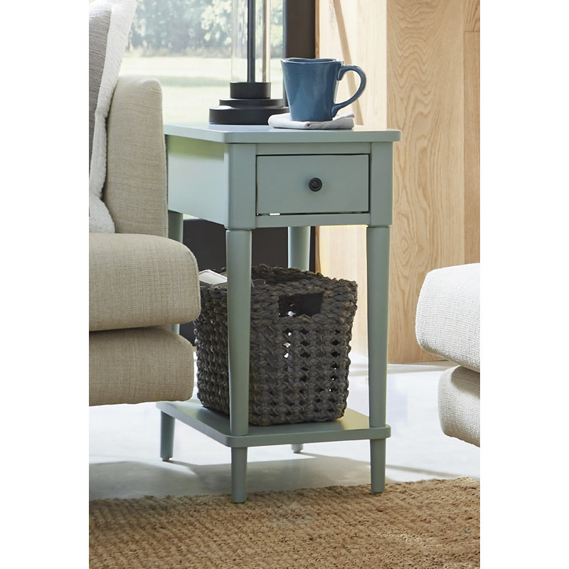 End Table and Built-In Outlets, Cottage Blue