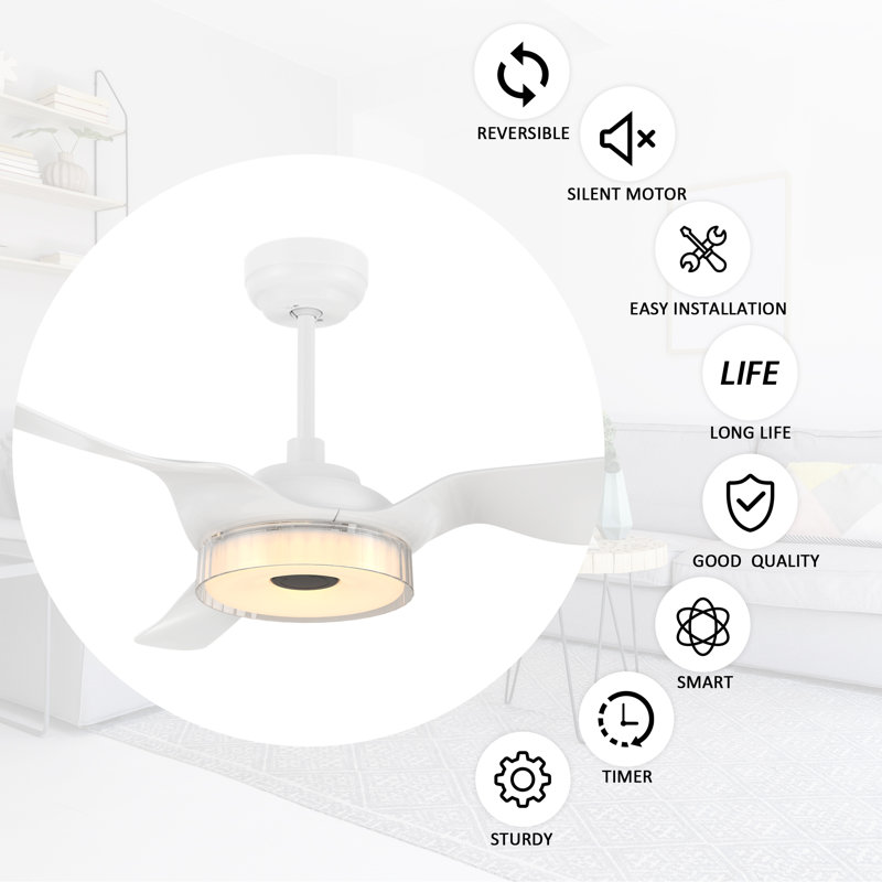 Aroz 60'' Ceiling Fan with LED Lights, White