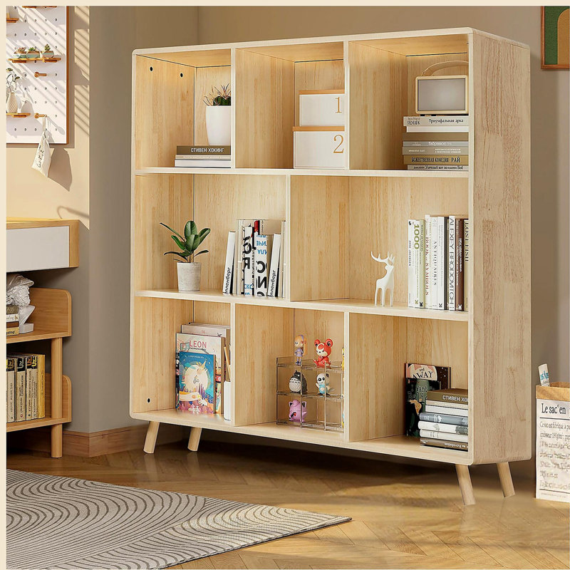 Armoire de rangement à 8 compartiments, organisateur en bois à tablettes fixes pour livres / jouets / décoration intérieure, armoire à compartiments multiples, bibliothèque en bois moderne