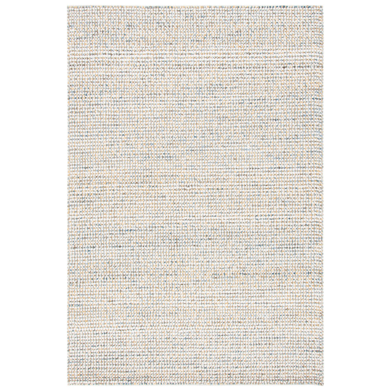 Tapis beige / bleu en laine tissé à la main Ardon, Rectangle 6 pi x 9 pi