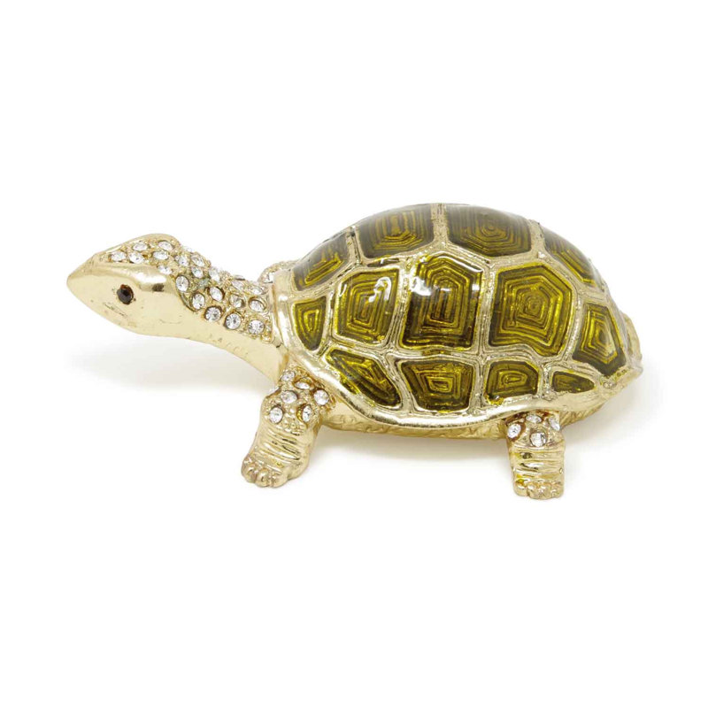 Boîte à bijoux verte 3 "L x 1" H Tortue