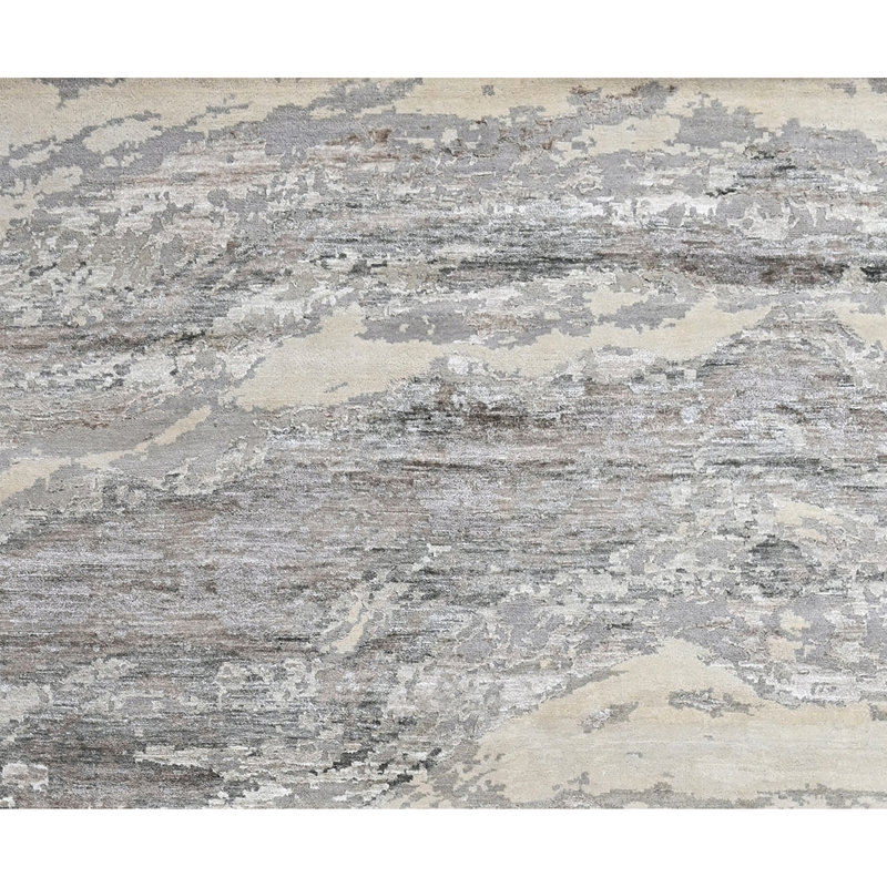 High-Quality Hand-Knotted Beige And Copper Area Rug, Beige And Copper, Rectangle 8' x 10'
