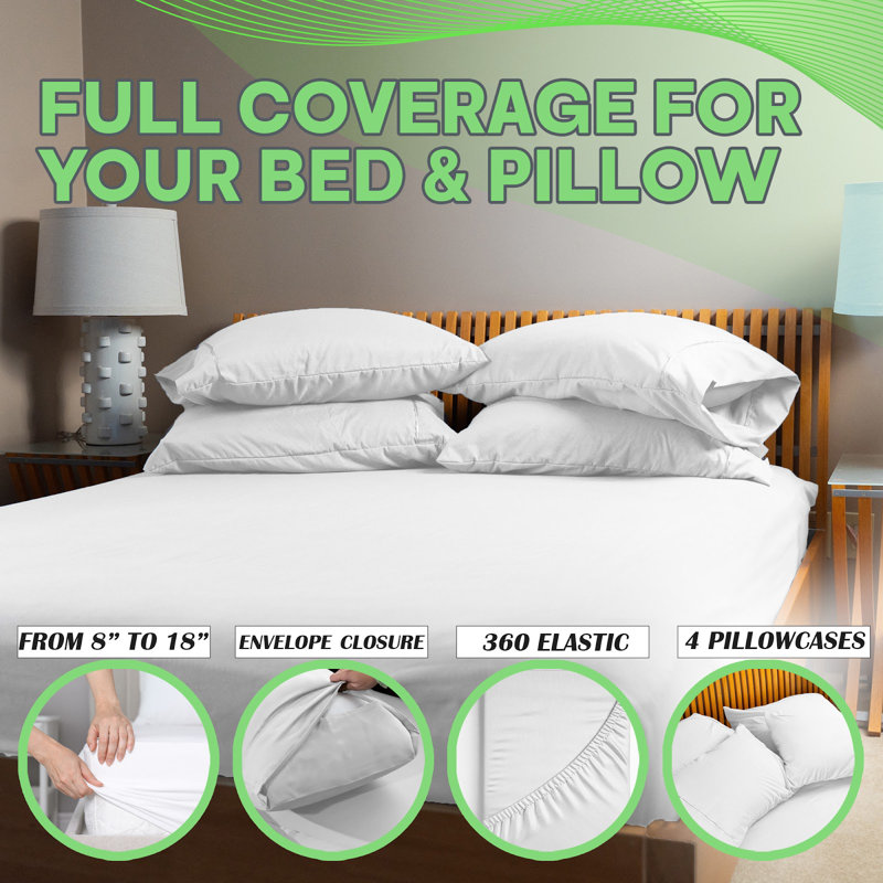 Premium Rayon From Bamboo Blend Sheet Set With Deep Pockets, Cooling and Breathable, Queen Sheet Set with 4 Pillowcases