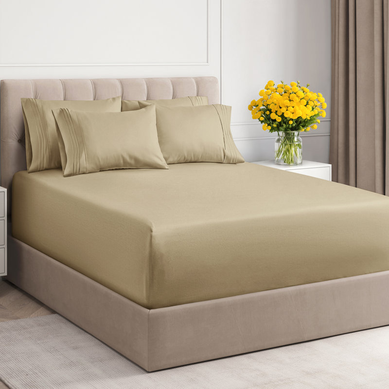 6 Piece Extra Deep Pocket Sheet Set, Cooling & Breathable Bed Sheets, Soft Hotel Luxury Bedding, Fits 18–24 Inch Mattress
