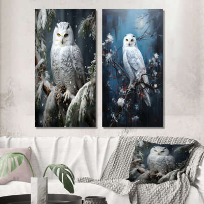 Snowy Owl Winter Watch I - Owl, ensemble de 3 reproductions d'art mural en métal
