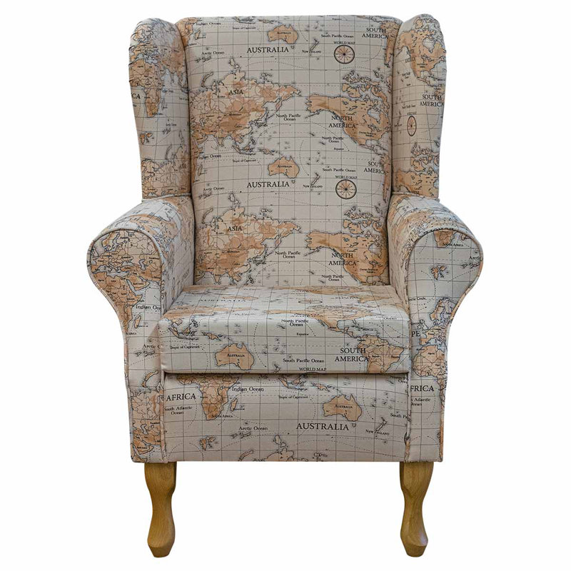 World Map Wingback Armchair