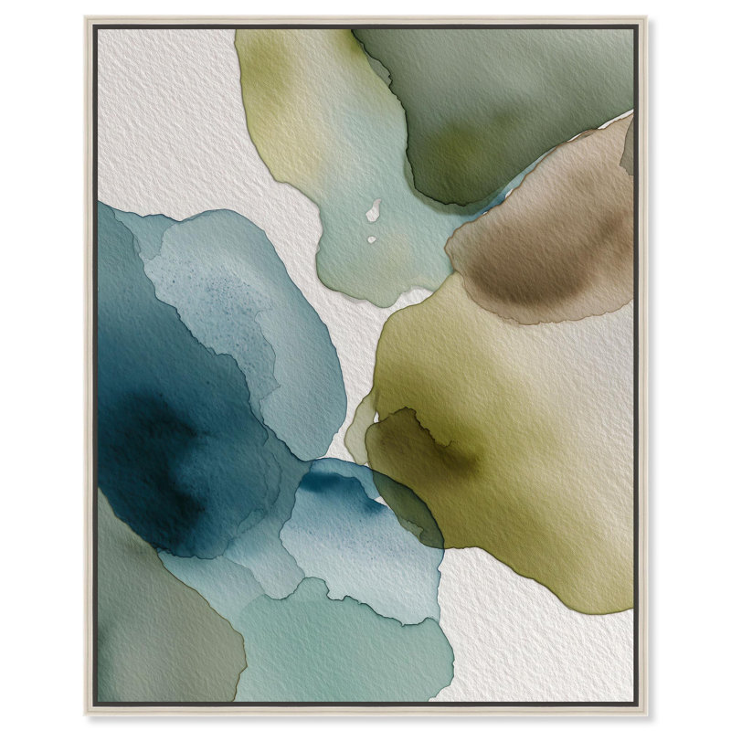 «Moss and Mineral Forms V», reproduction d'art sur toile par Art Remedy, H 46 po x l 37 po, Cadre argenté