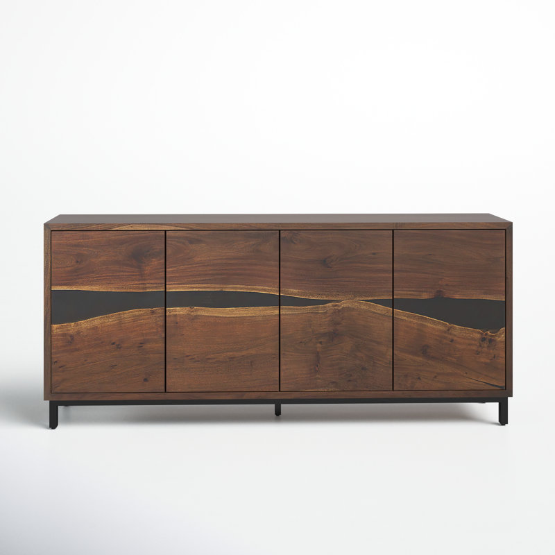 Rundle 68.9'' Brown Wood and Black Resin Sideboard