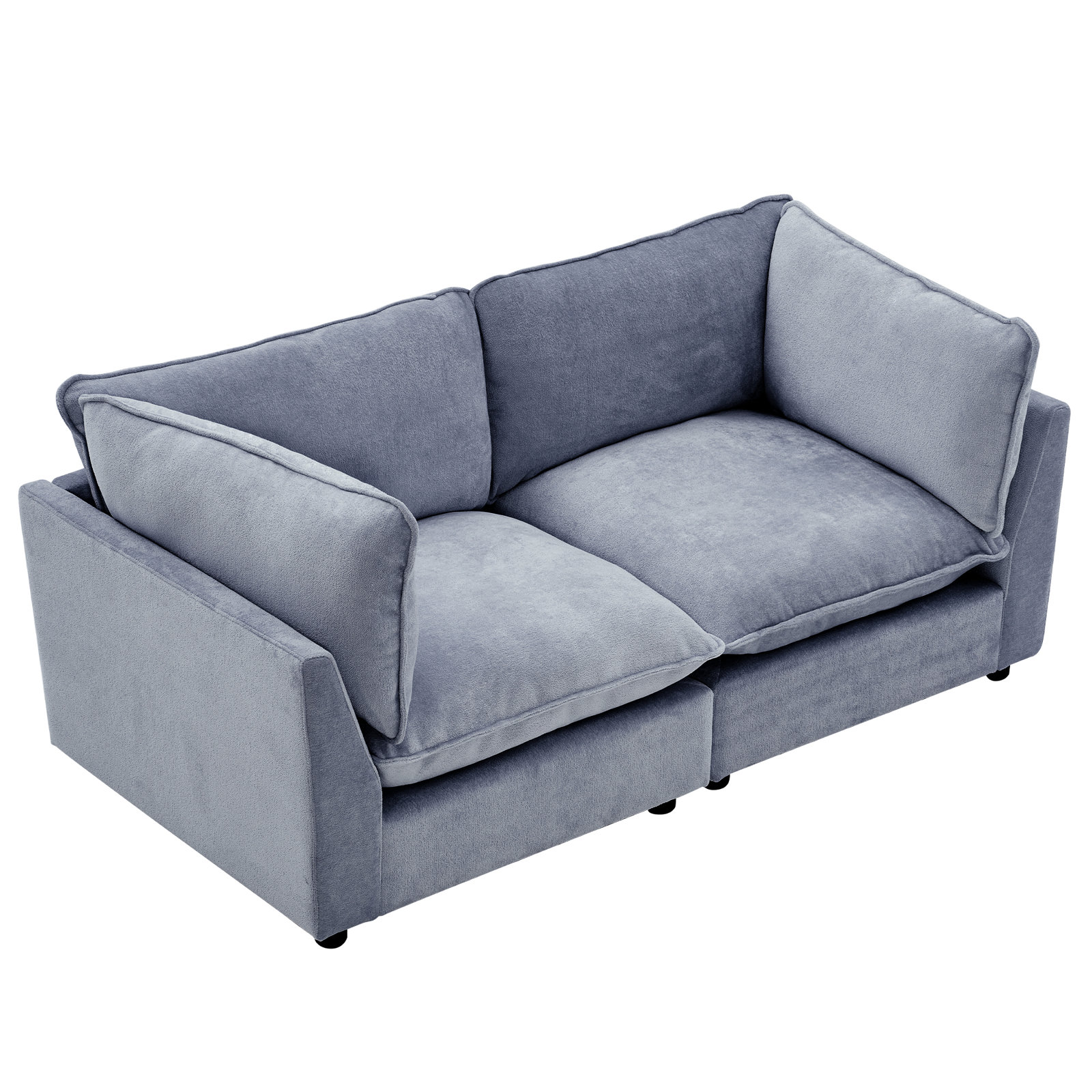 Eagan 75" Modular Loveseat, Blue Gray Chenille