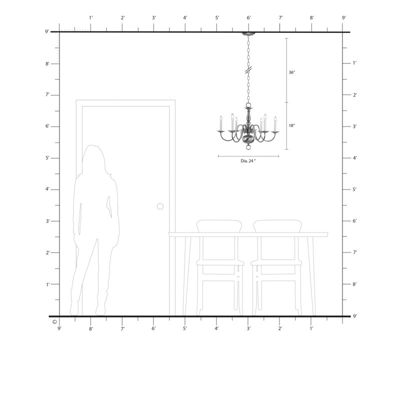 Benedetto Steel Dimmable Chandelier, Antique Brass, 6