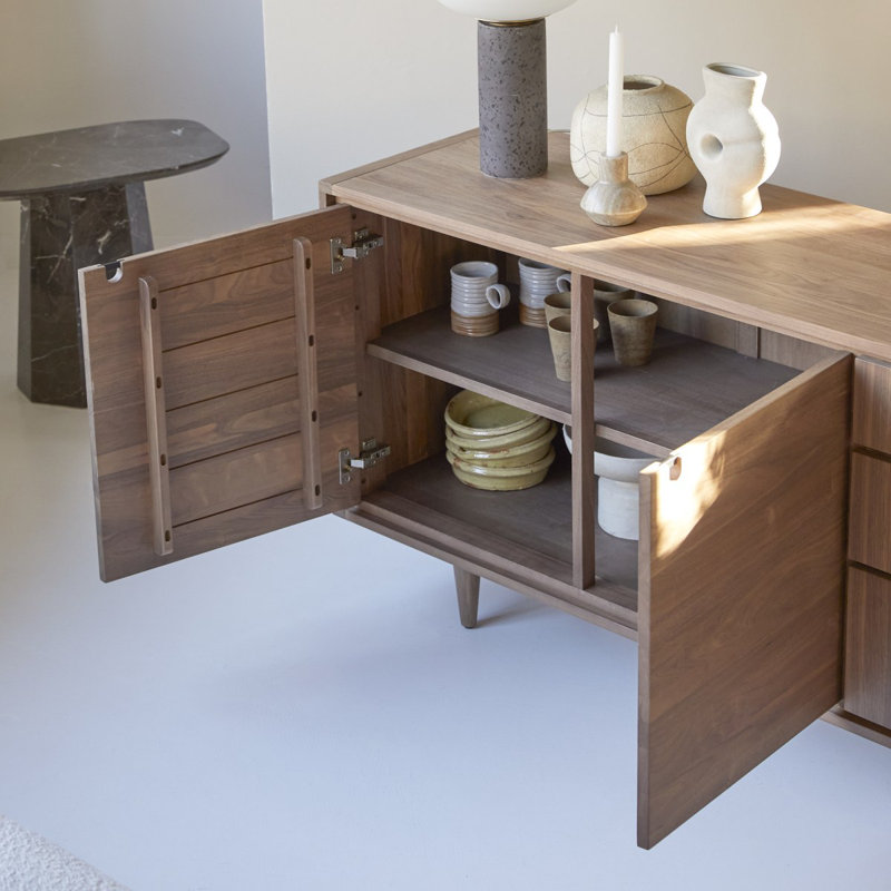 Jonàk 57.09'' W Solid Wood Sideboard, Brown/Black