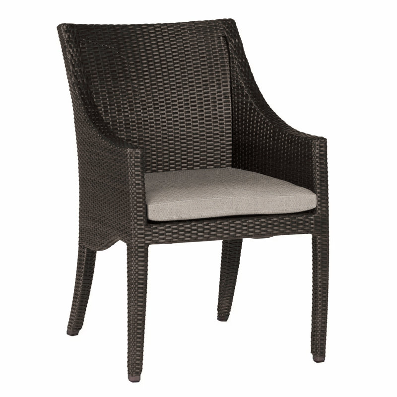Chaise avec accoudoirs tissée Athena - Noyer noir, Noyer noir, Lin colombe Sunbrella, Pas de soudure