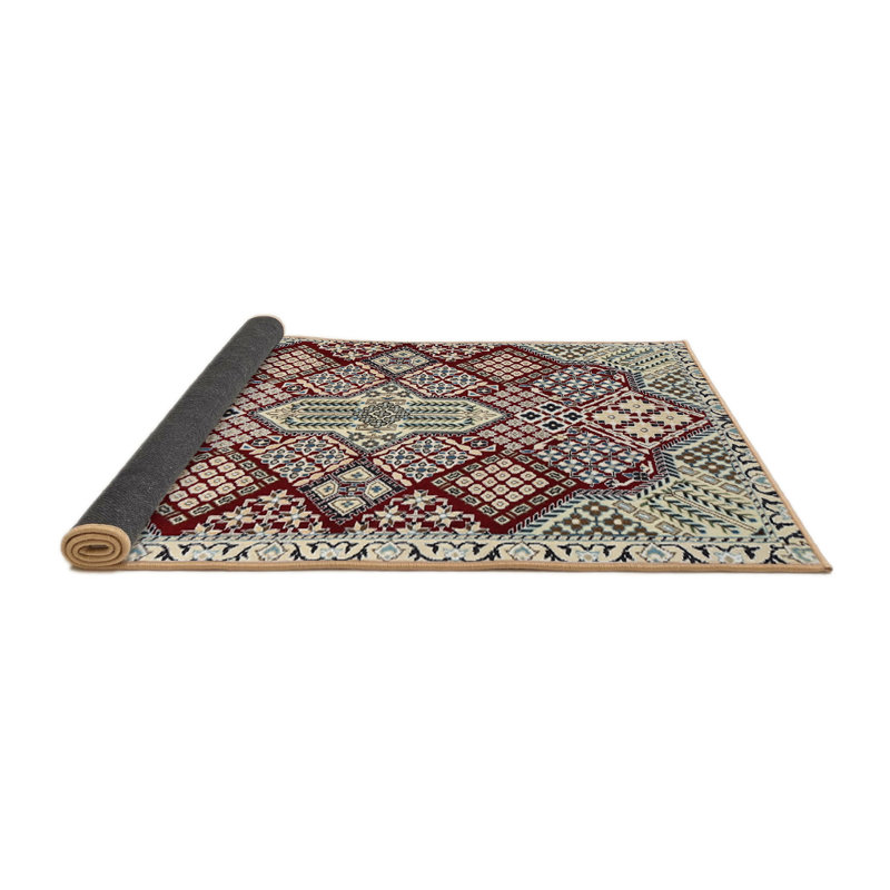 Tapis traditionnel rouge / gris, Rond 6 pi