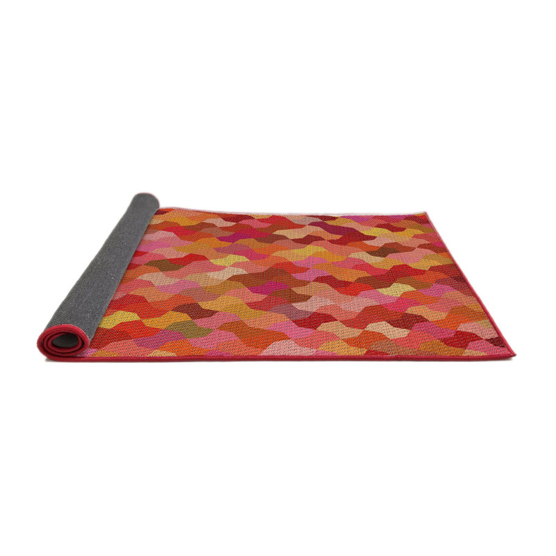 Tapis de zone rouge/rose à motifs, Rond 5 pi