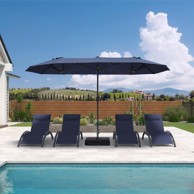 Parasol de table d'extérieur rectangulaire double face avec manivelle pour terrasse Patio Market