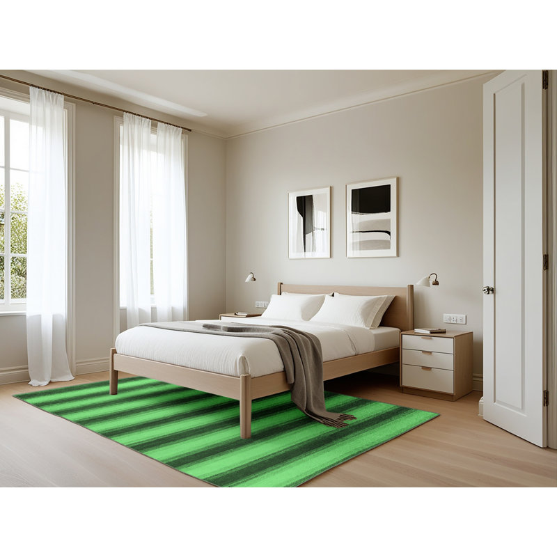 Tapis abstrait vert émeraude lavable à la machine 226, Rectangle 5 pi x 7 pi