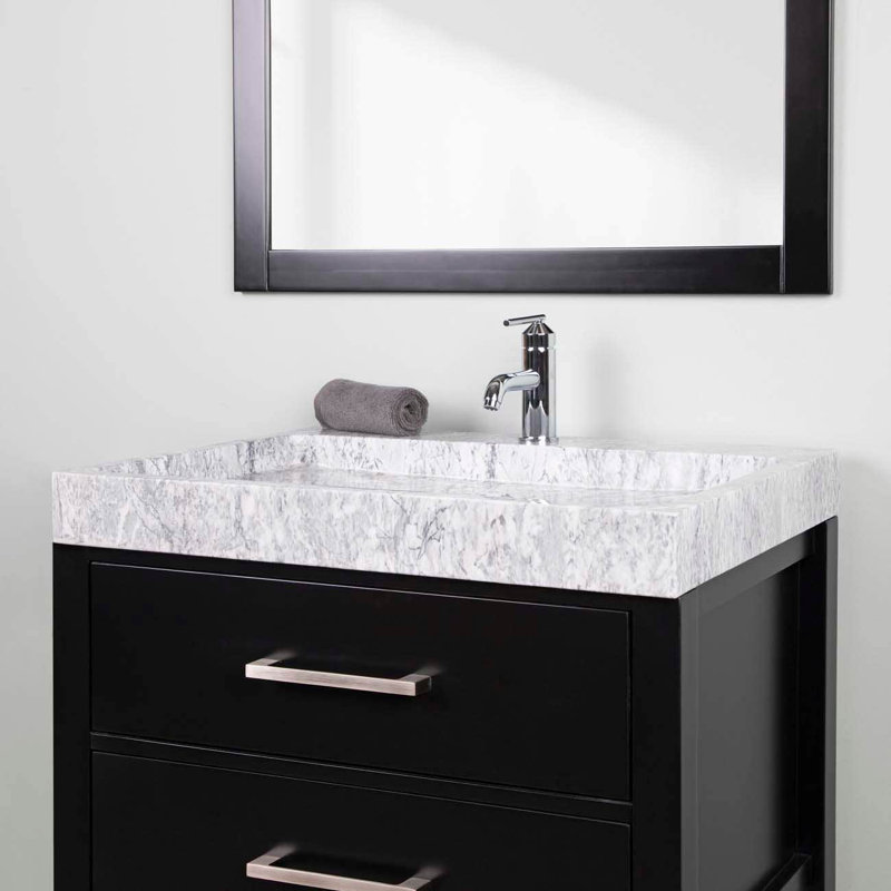 Chevington Hannah 30 Inch Marble Rectangular Vessel Sink 22.05'' Marble Rectangular Bathroom Sink