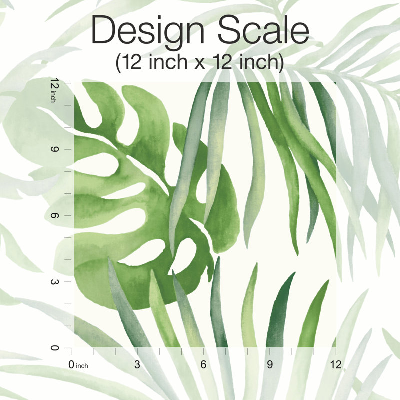 Paradise Palm Floral Peel & Stick Matte Wallpaper Roll, Green