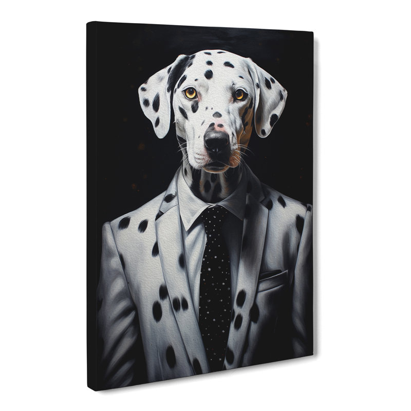 Dalmation In A Suit No.2 - Print on Canvas, 60cm H x 40cm W x 3cm D