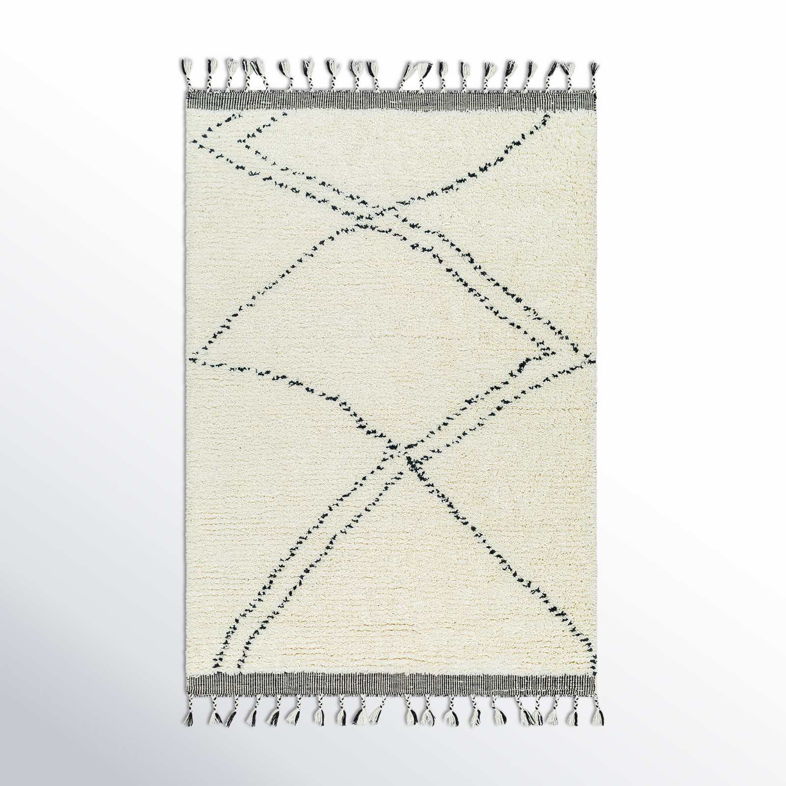 Meti Handmade Wool White Rug, Rectangle 9' x 12'