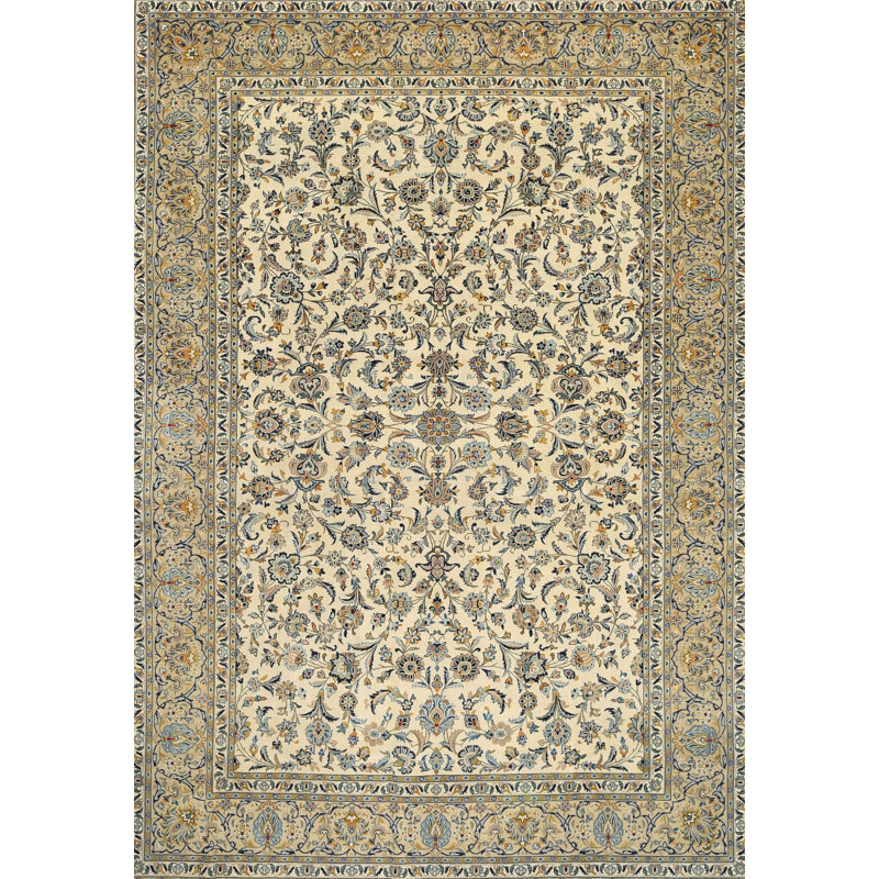 Tapis gris/vert traditionnel Rennan, Rectangle 2 pi x 3 pi