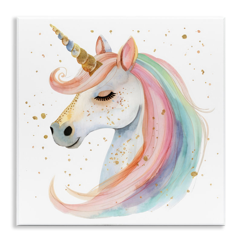 Plaque murale en forme de licorne pastel dorée, design by Creative Studio