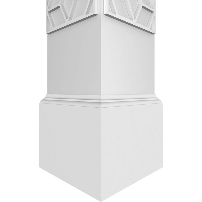 Colonne carrée classique non fuselée Craftsman avec mission Capital et base Mission, H 96 po x l 7,625 po x P 7,625 po