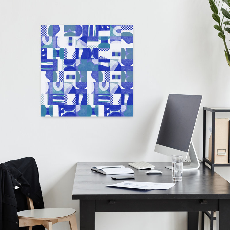 Art contemporain abstrait géométrique contemporain, H 18 po x l 18 po